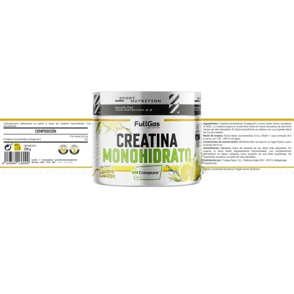 Creapure creatina monohidrato en polvo limon 250g (3)