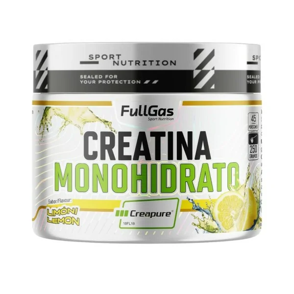 Creapure creatina monohirato en polvo limon 250g FullGas-Globalnutrición