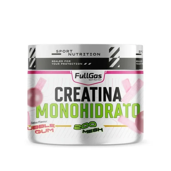 Creatina monohidrato 200 mesh en polvo bubblegum 250g FullGas-Globalnutrición