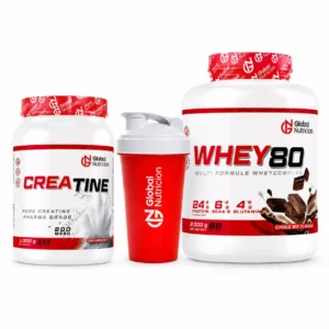 Pack proteína 1kg+creatina 1kg+shaker-Globalnutrición